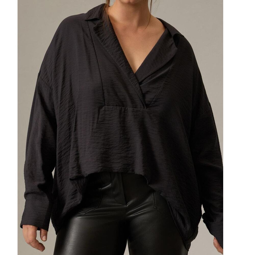 The Dylon Long-Sleeve Wide-Placket Top 3x NWT just needs an iron!